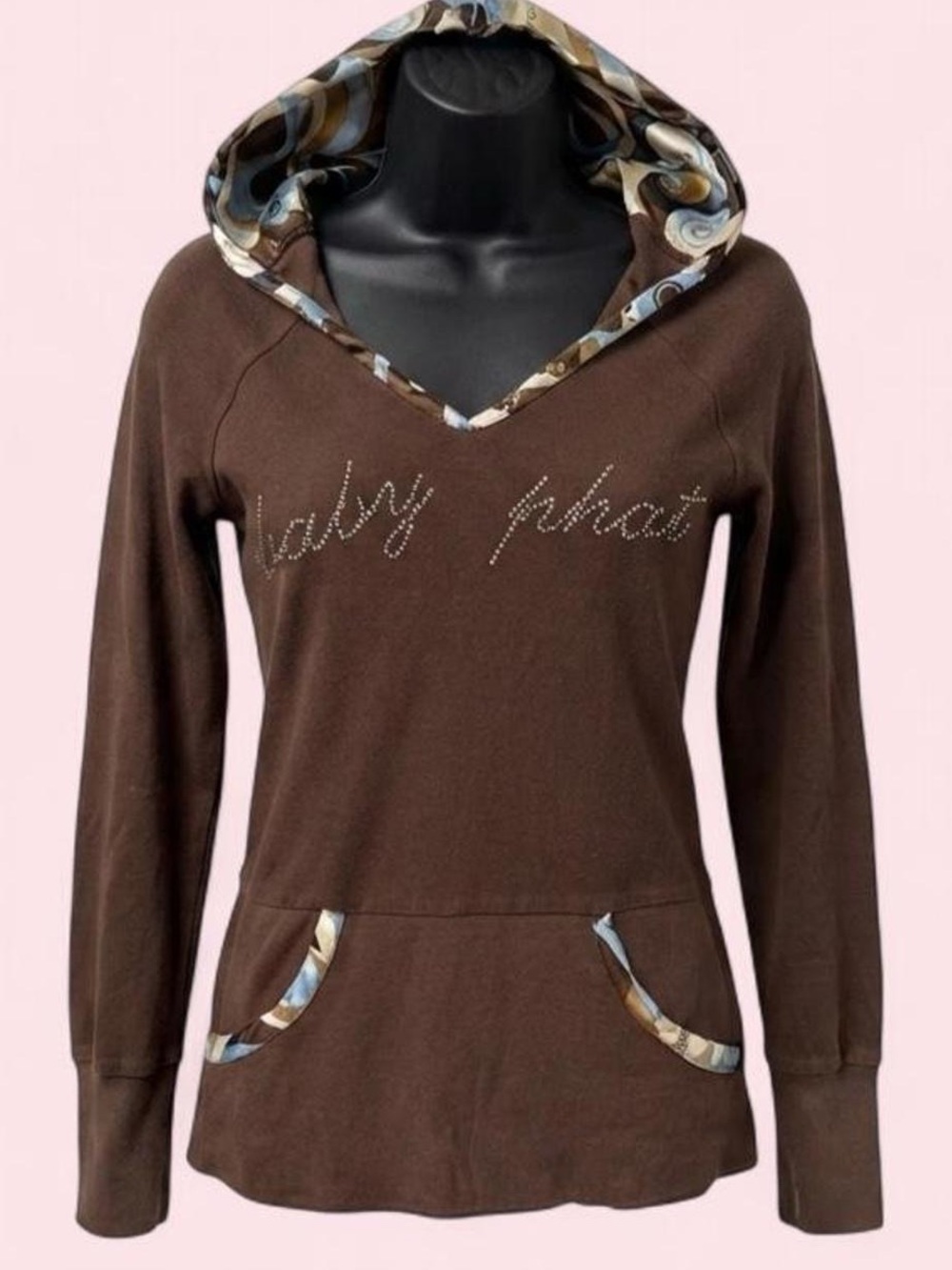 Vintage Y2K Baby Phat Intimates rich brown thermal logo long-sleeve hoodie